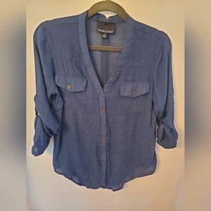 Navy sheer blouse S